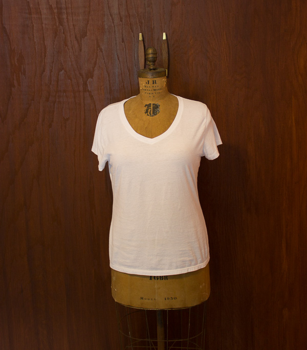 donate your clothes: picture for posterity - image of a white T shirt on a dress form