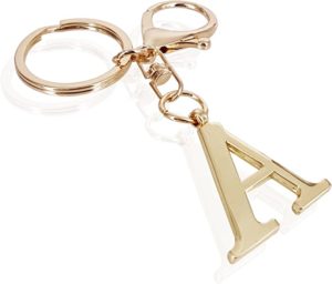 A Initial Keychain in gold tone 